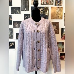 Madewell Lavender Wool Braided Oversized Cardigan Sweater S
